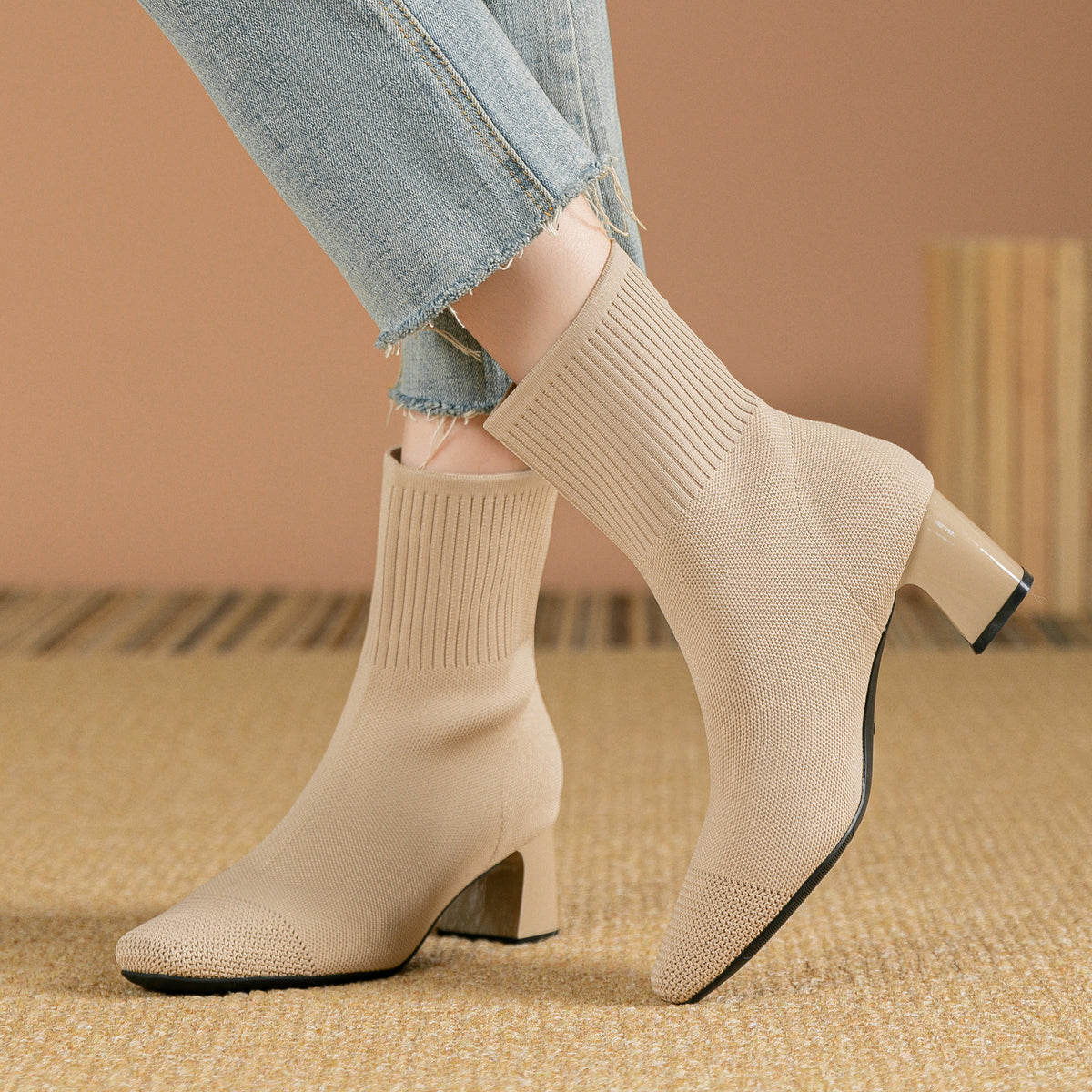 Bottines chaussettes à talon carré Noruela — vue 3