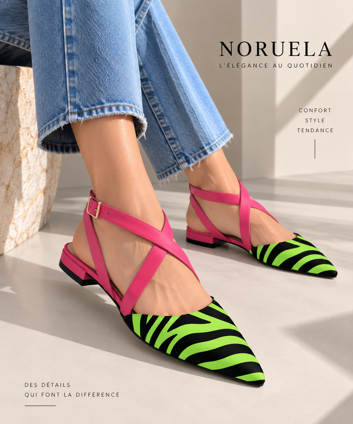 Ballerines pointues imprimé zèbre