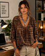 Chemise imprimée à pois coffee