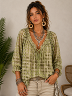 Chemise imprimée à pois vert clair
