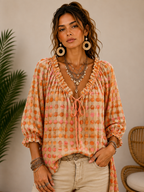 Chemise imprimée à pois orange
