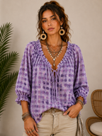 Chemise imprimée à pois violette