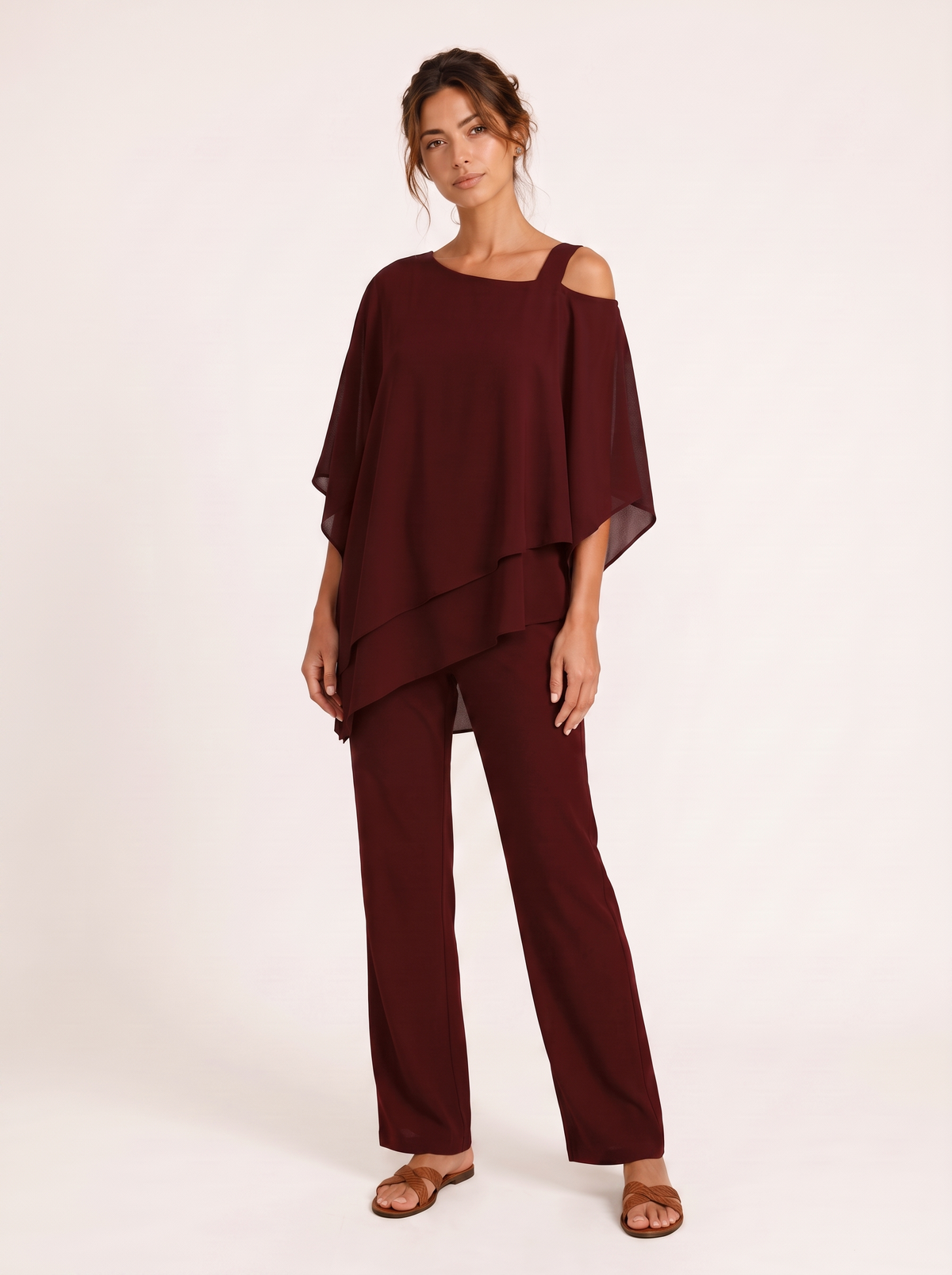 Ensemble fluide manches chauve-souris Noruela — Wine Red