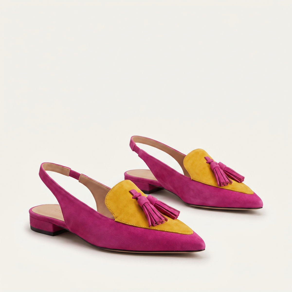 Slingbacks colorées à petit talon Noruela — Magenta et jaune