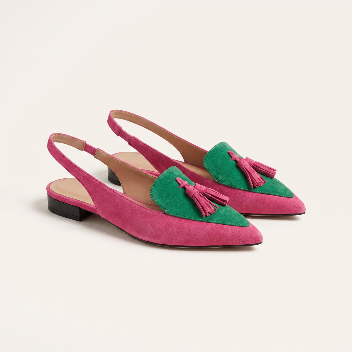Slingbacks colorées à petit talon Noruela — Rose et vert