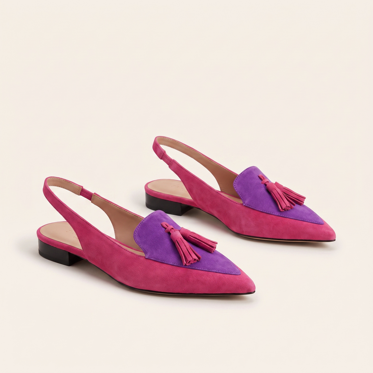 Slingbacks colorées à petit talon Noruela — Rose, rouge et violet