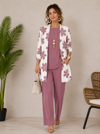 Ensemble botanique trois pièces mauve floral