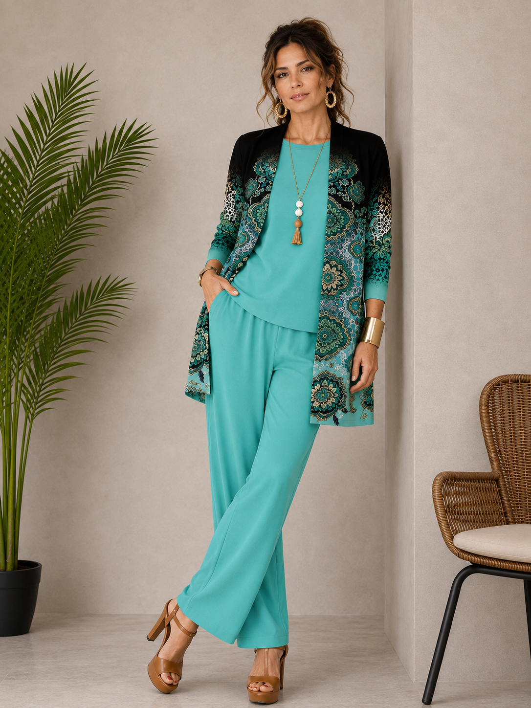 Ensemble botanique trois pièces turquoise paisley avatar Noruela