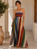 Robe maxi dos nu rayée Noruela — Rayé 01 vue de face