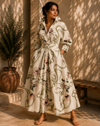 Robe fluide motif chaîne fleurie Noruela