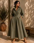Robe fluide kaki olive Noruela