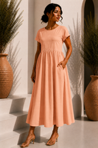 Robe longue épurée - Apricot