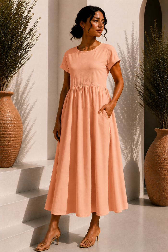 Robe longue épurée - Apricot
