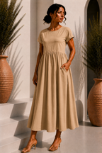 Robe longue épurée - Khaki