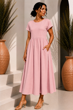 Robe longue épurée - Pink silk blouse