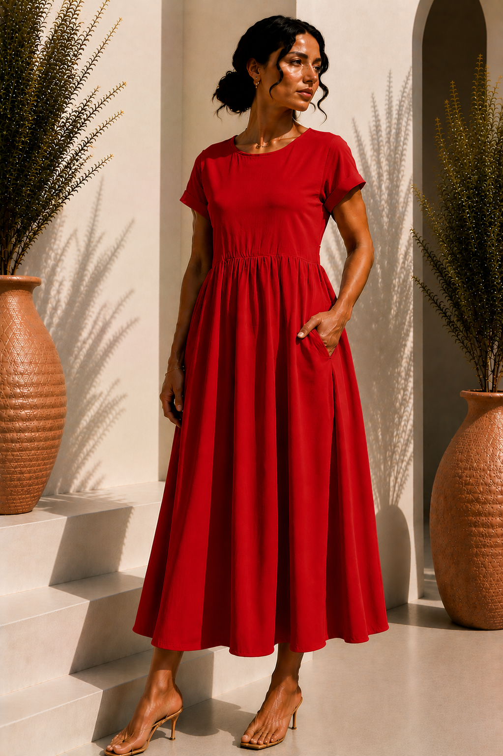 Robe longue épurée - Red