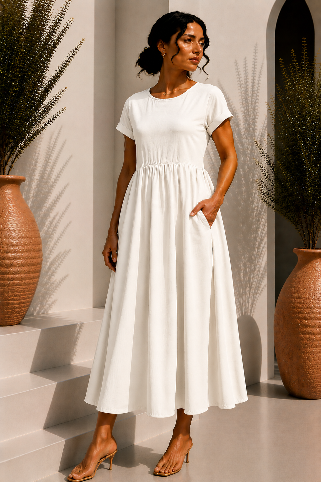 Robe longue épurée - White