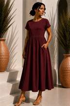 Robe longue épurée - Wine Red