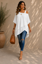 Top asymétrique à bretelle blanc